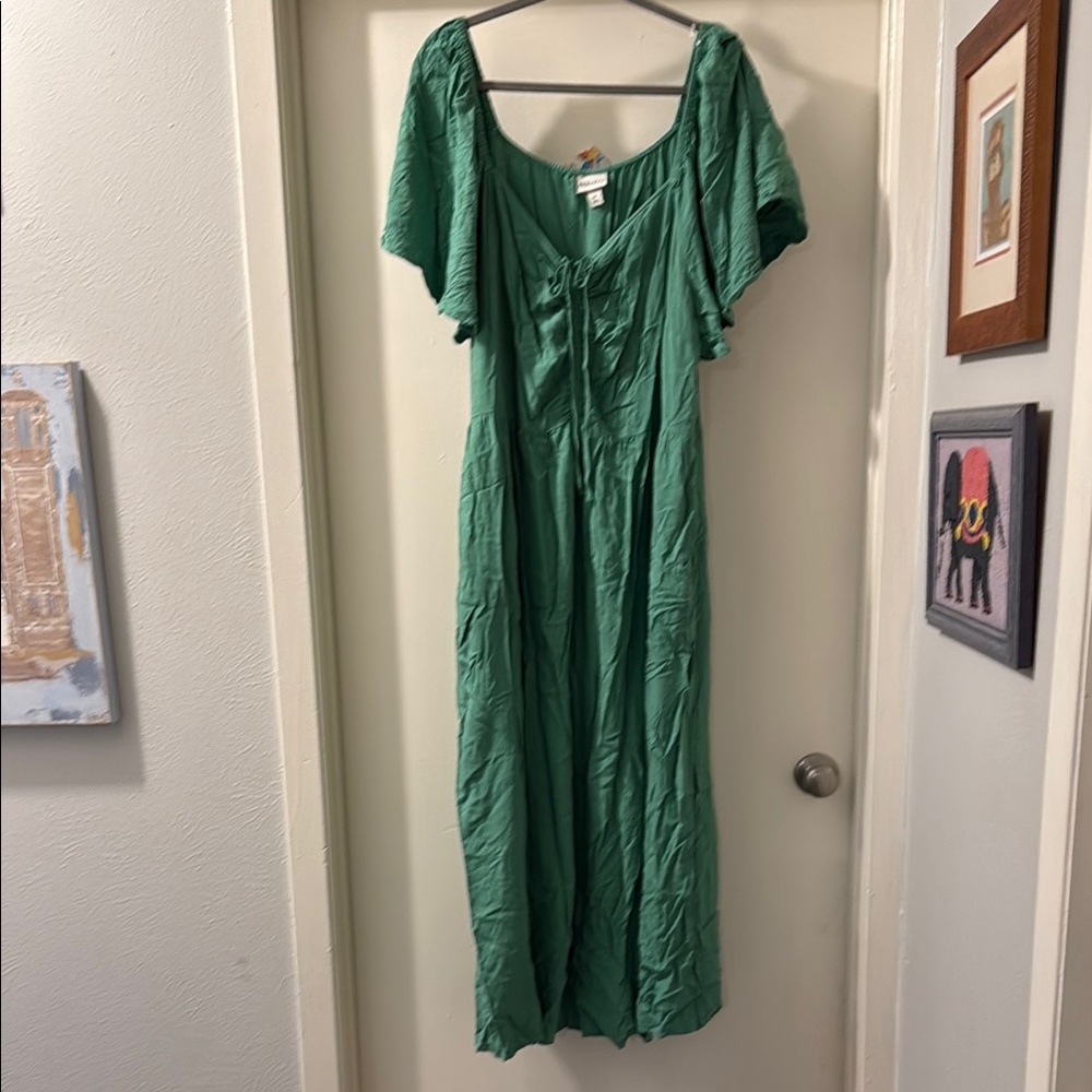 Ava & Viv Green Flutter Sleeve Maxi Sundress